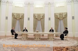 رئیس جمهور ایران در دیدار با پوتین: امیدواریم تلاش ها منجر به لغو تحریم‌ها شود